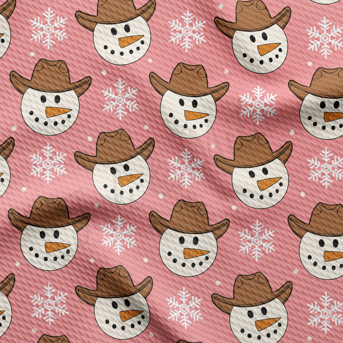 Snowman Christmas Bullet Textured Fabric  AA1912