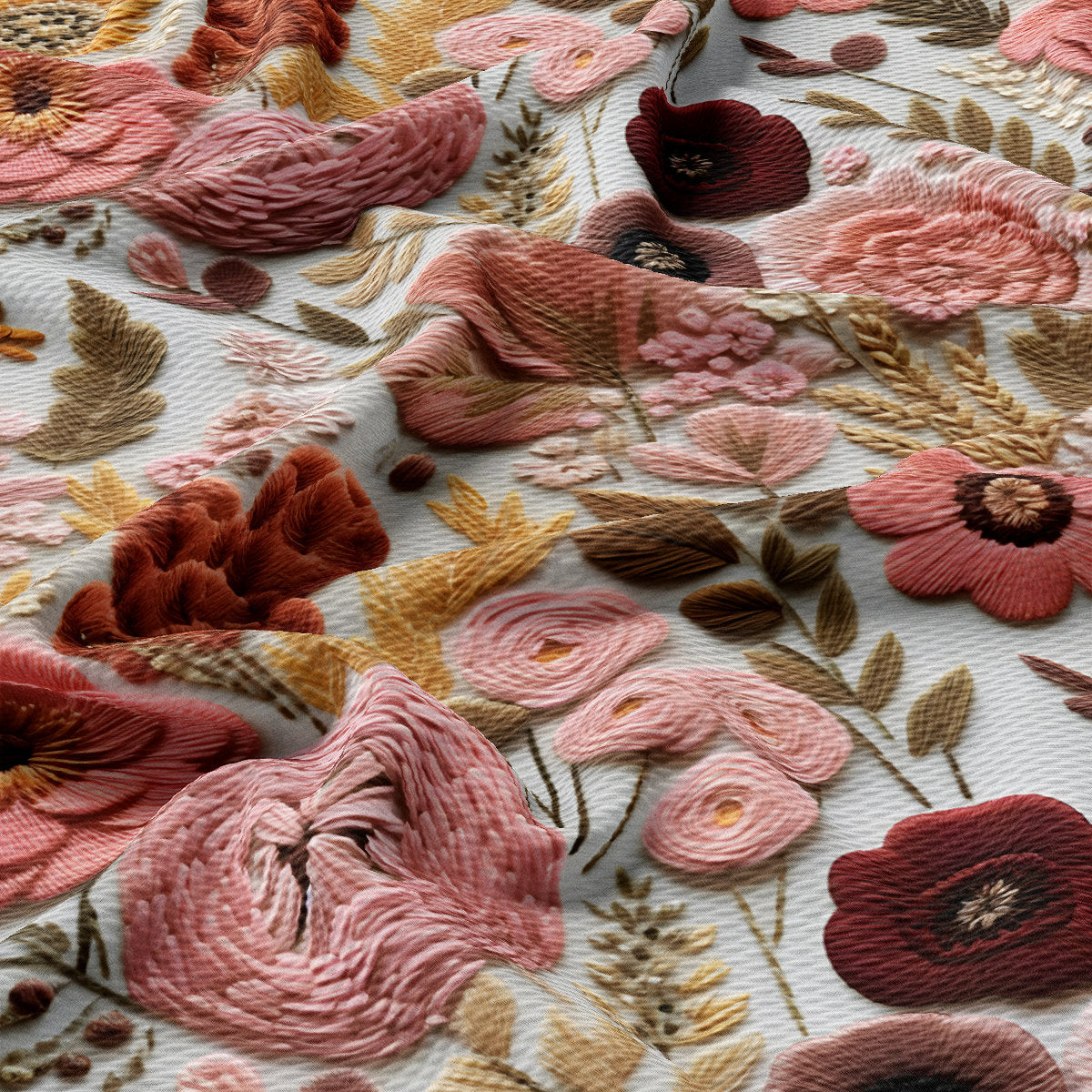 Floral Bullet Textured Fabric  AA1922 flowers Embroidery