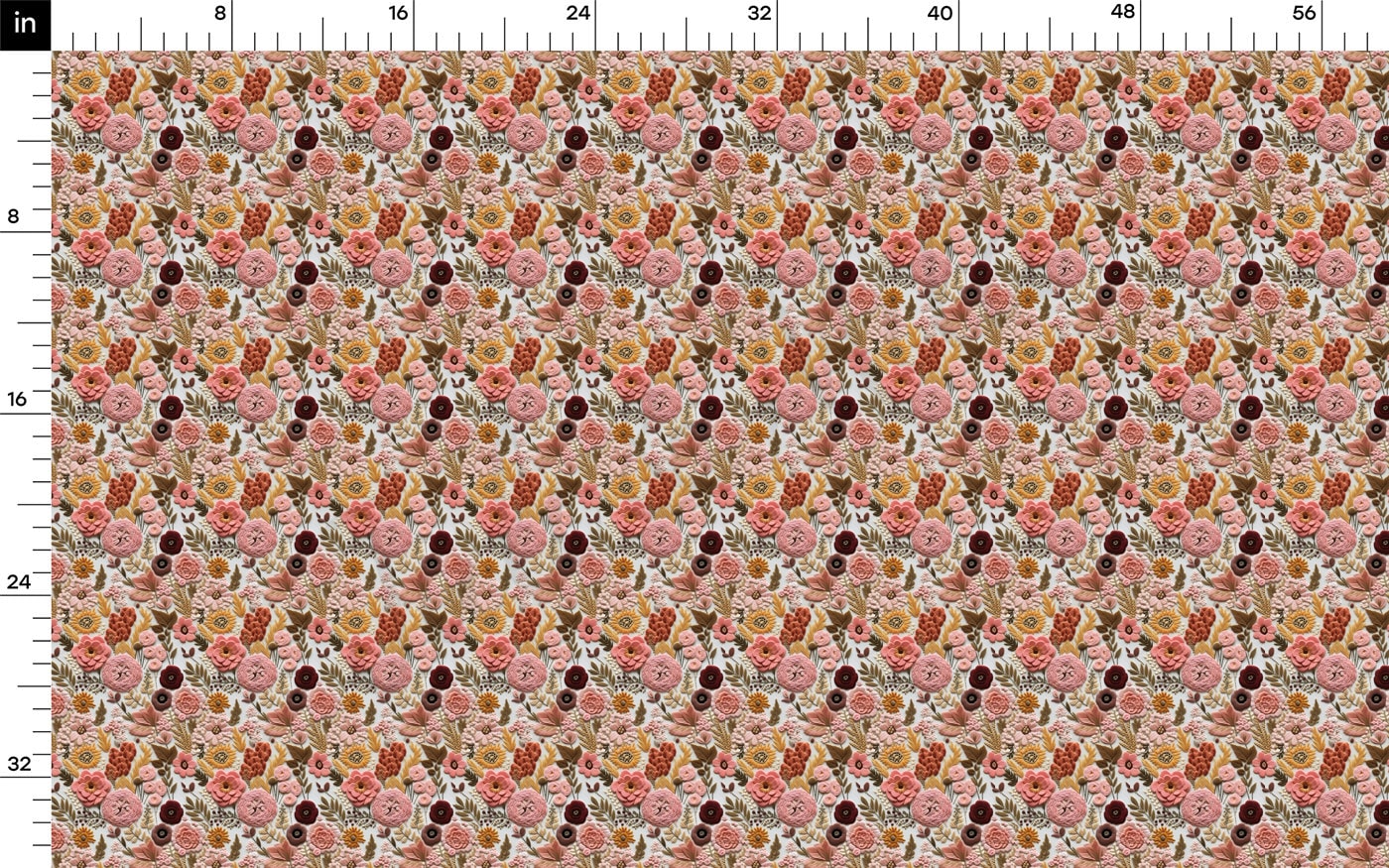 Floral Bullet Textured Fabric  AA1922 flowers Embroidery