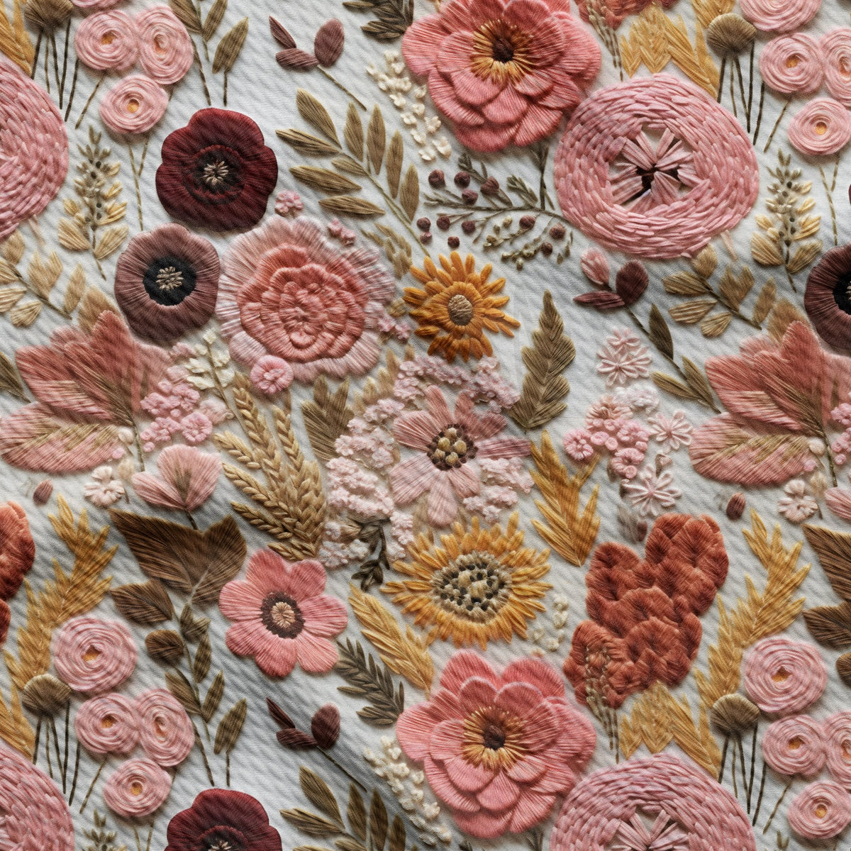 Floral Bullet Textured Fabric  AA1922 flowers Embroidery