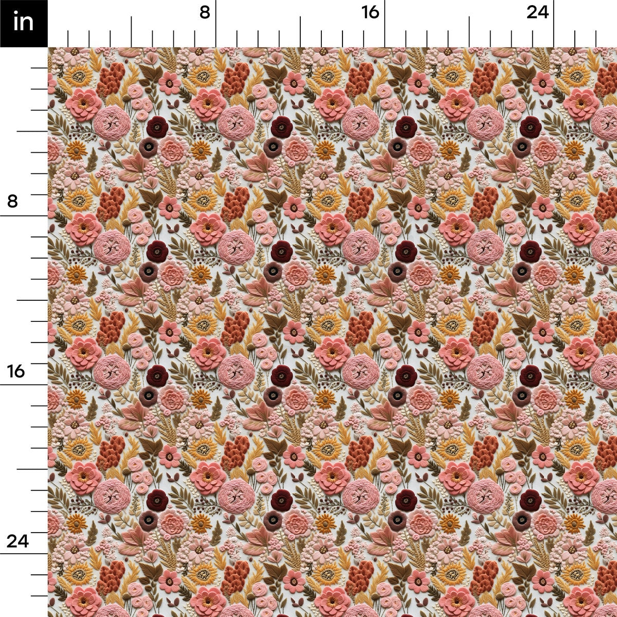 Floral Bullet Textured Fabric  AA1922 flowers Embroidery