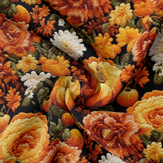 Bullet Textured Fabric  AA1926 flowers Embroidery