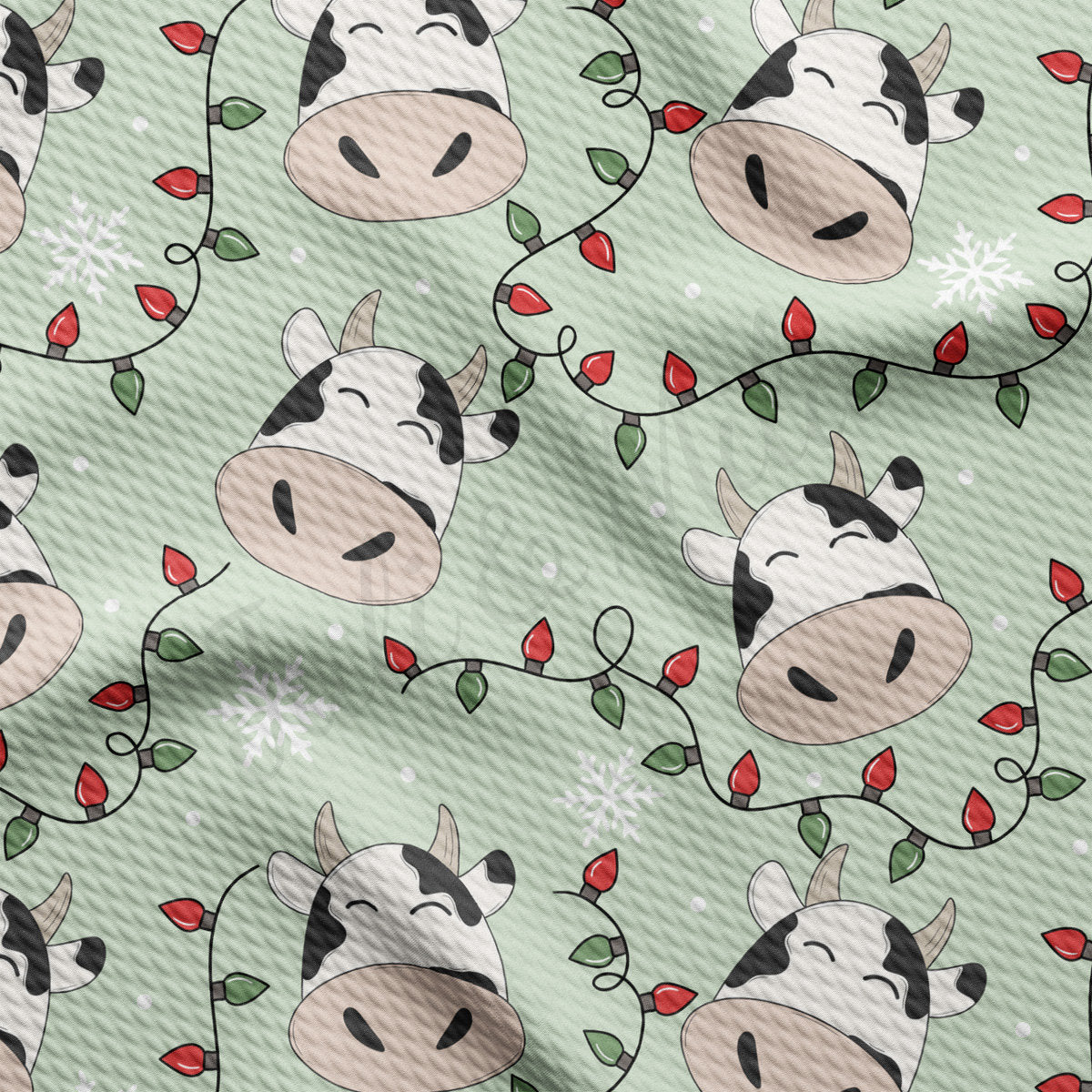 Cow Christmas  Bullet Textured Fabric  AA1903 trees