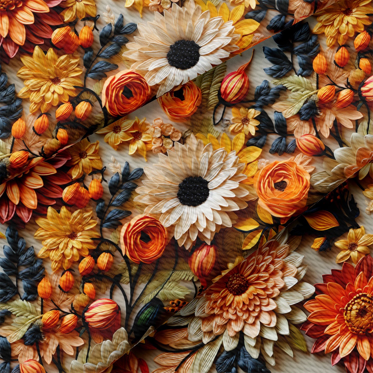 Bullet Textured Fabric  AA1917  flowers Embroidery