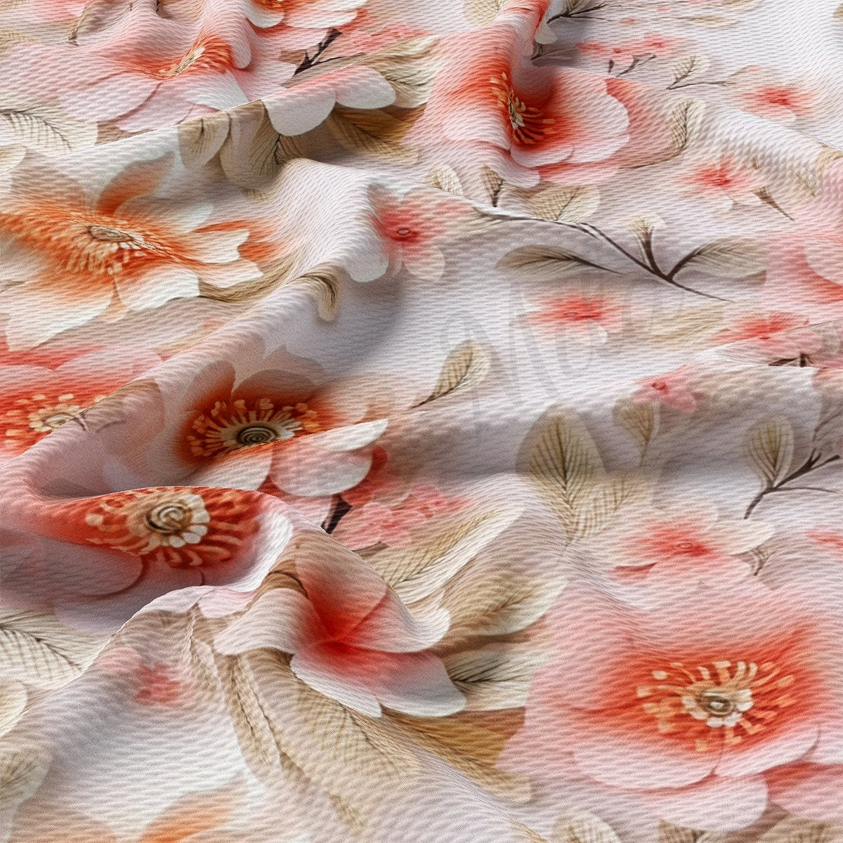 Floral Bullet Textured FabricAA1931  flowers Embroidery