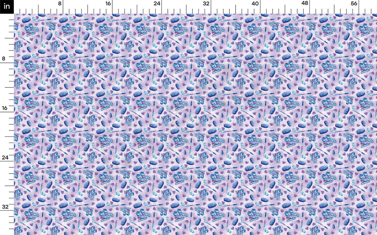Hockey 100% Cotton Fabric By the Yard Printed in USA Cotton Sateen -  Cotton Printed СTN1983 Sport