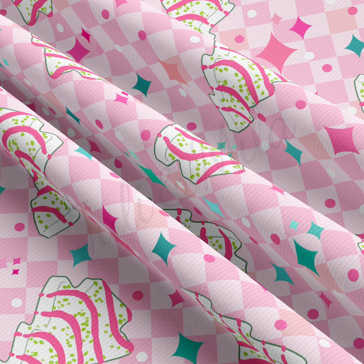 Christmas Cakes Rib Knit Fabric RBK1975