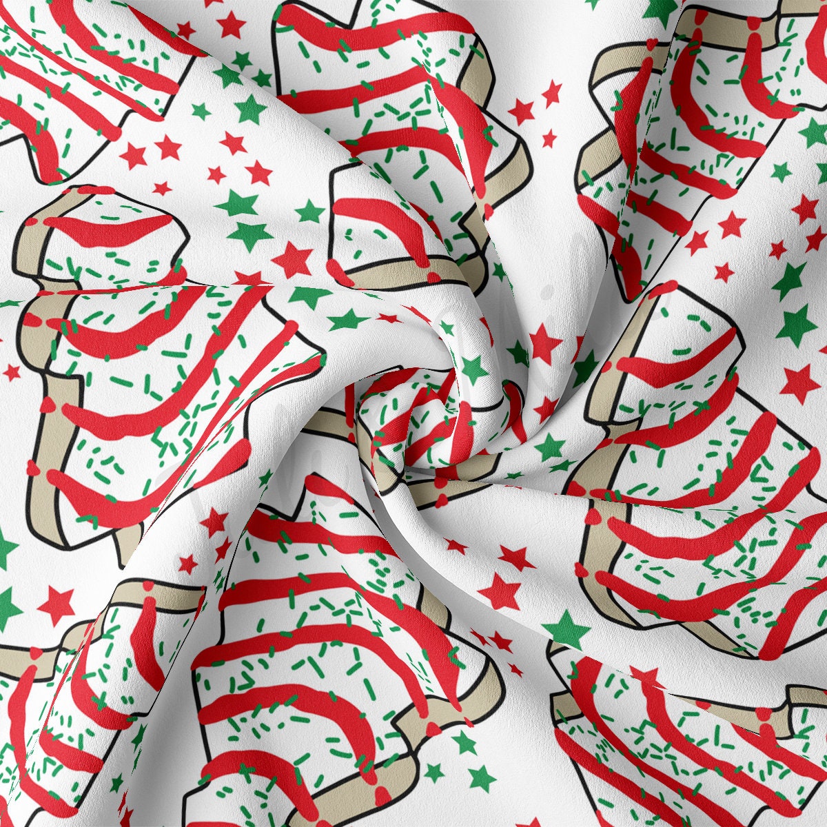 Christmas CakesDouble Brushed Polyester Fabric DBP1976