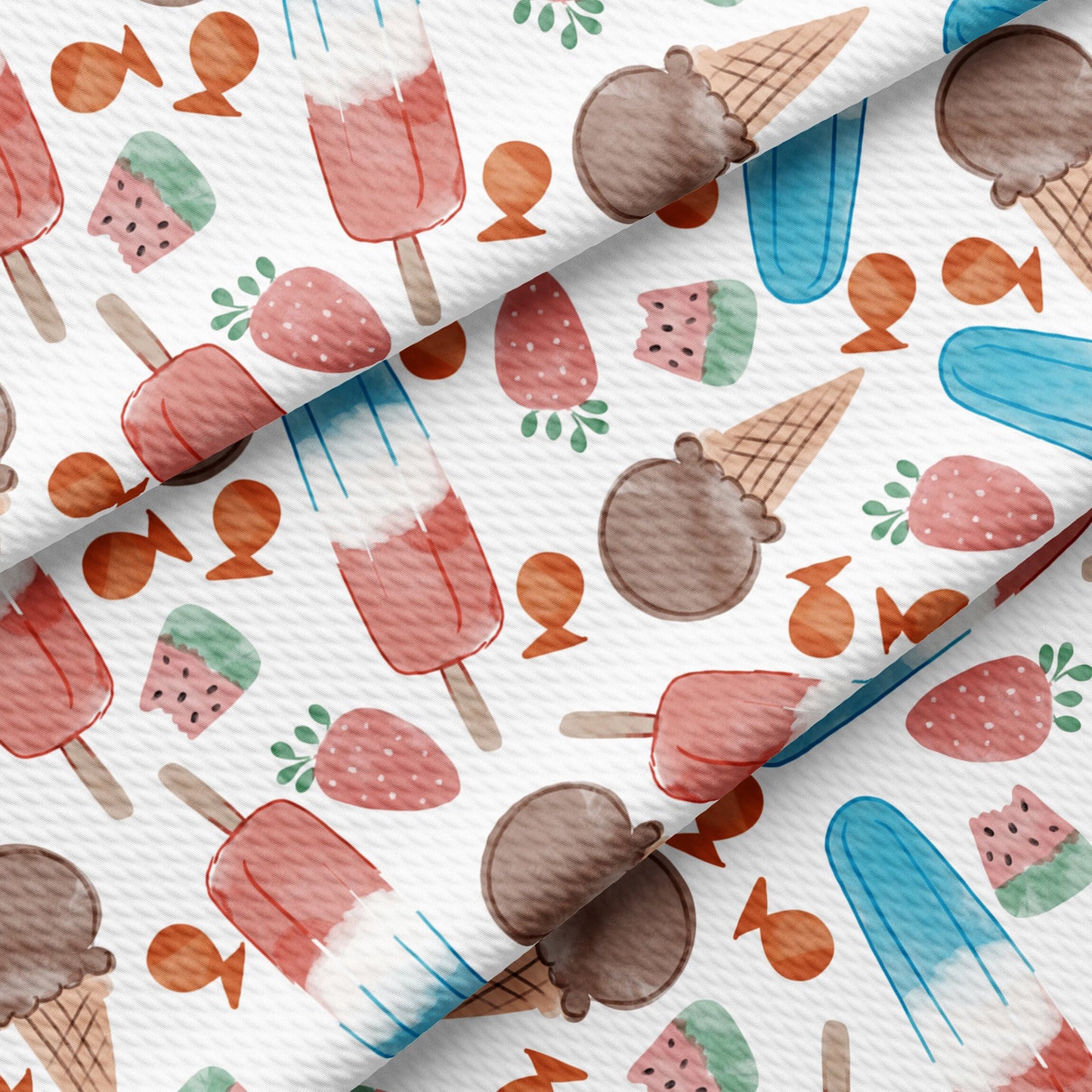 Ice Cream Patriotic 4th of July Liverpool Bullet Textured Fabric by the yard Stretch Fabric PT98