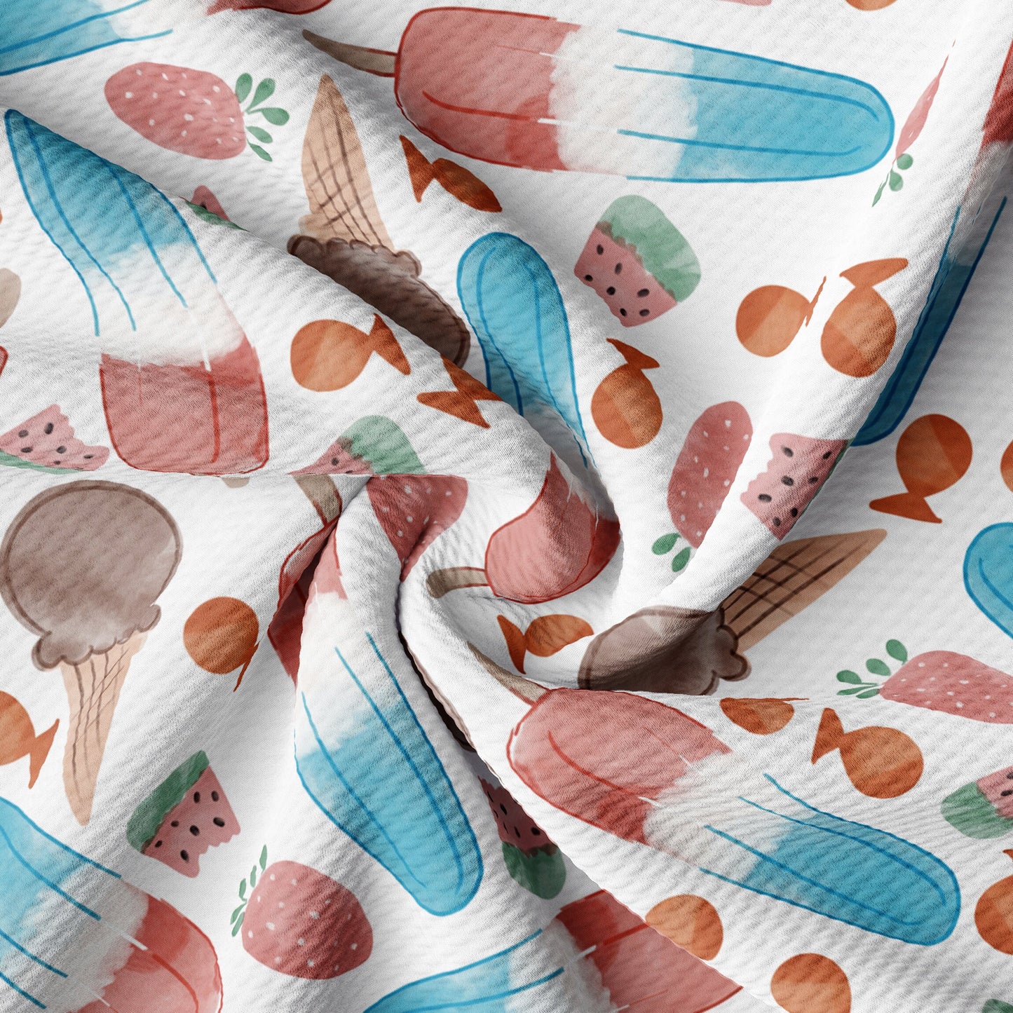 Ice Cream Patriotic 4th of July Liverpool Bullet Textured Fabric by the yard Stretch Fabric PT98