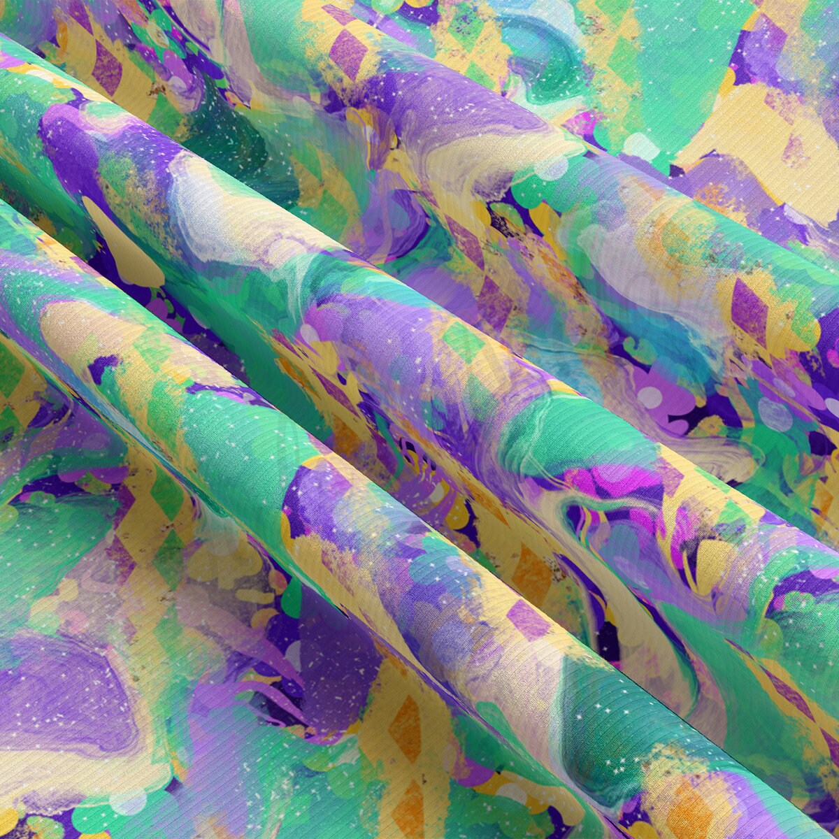 Rib Knit Fabric RBK2124 Mardi Gras
