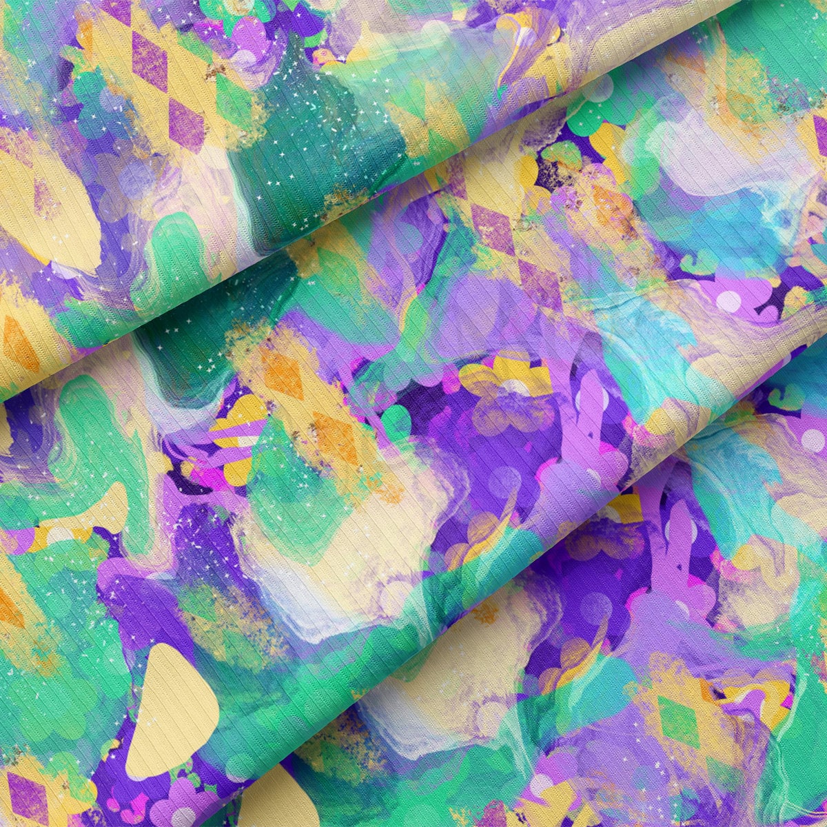Rib Knit Fabric RBK2124 Mardi Gras