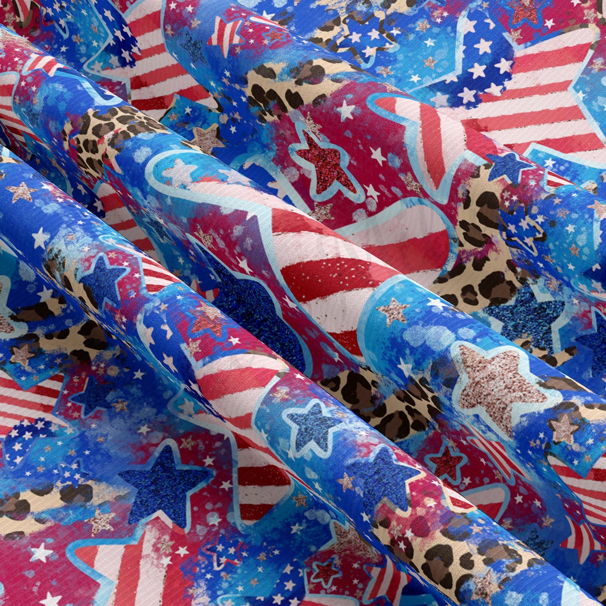 Rib Knit Fabric RBK2136 4th of July Patriotic