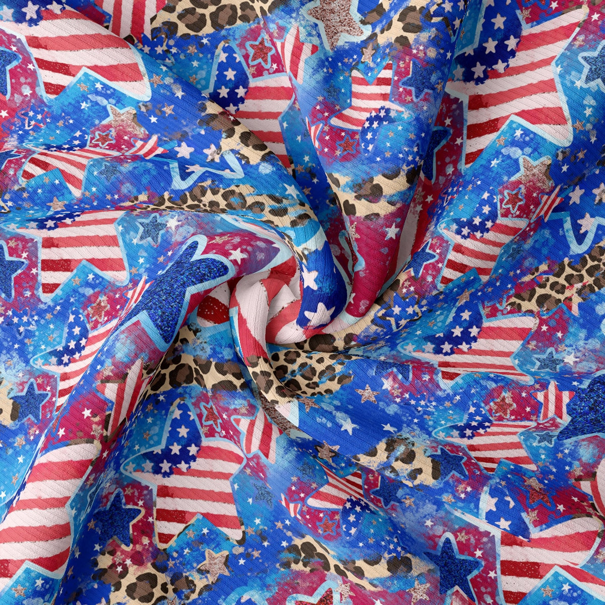 Rib Knit Fabric RBK2136 4th of July Patriotic