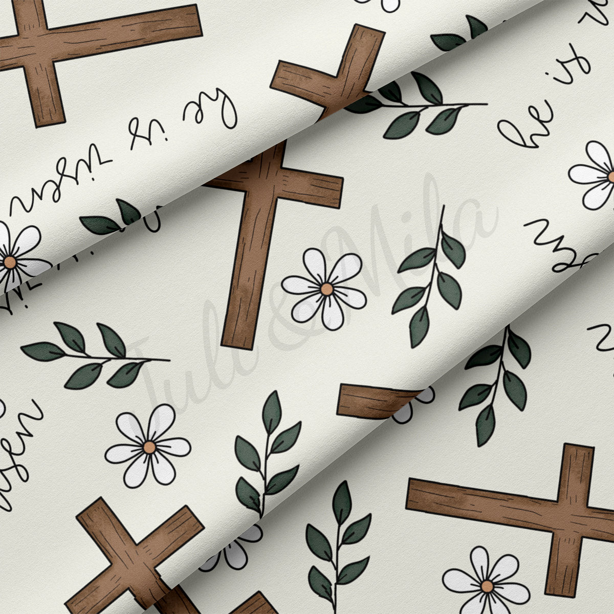 DBP Fabric Double Brushed Polyester DBP2215 He is Risen Easter