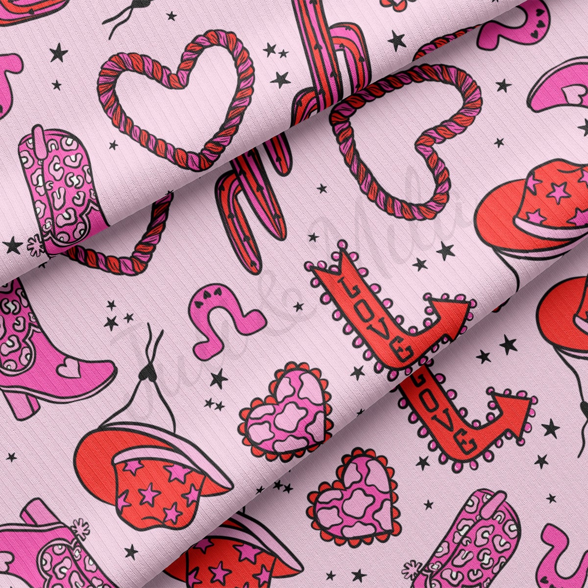 Rib Knit Fabric RBK2214 Valentine's Day