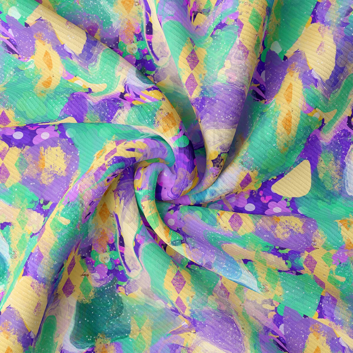 Rib Knit Fabric RBK2124 Mardi Gras