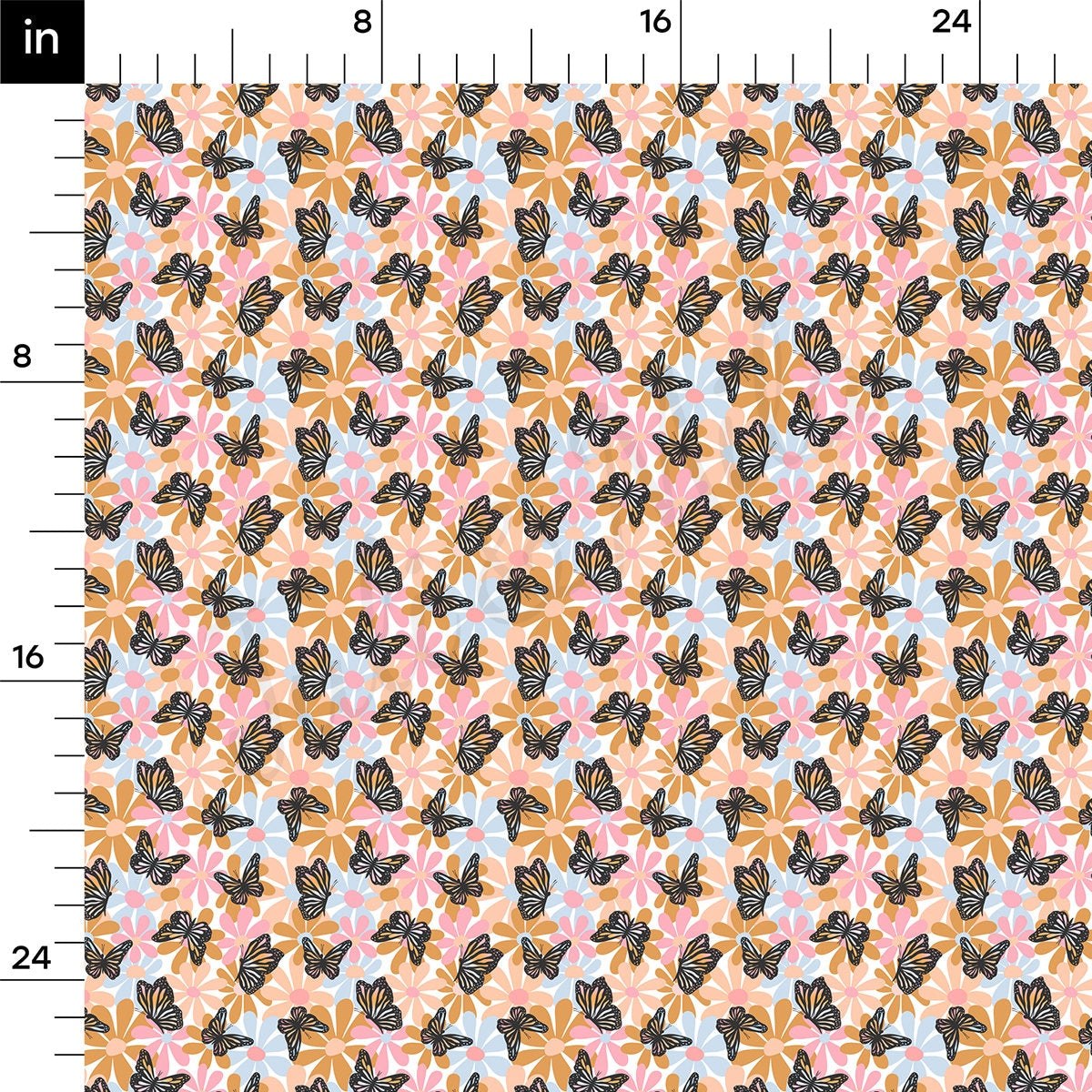 Rib Knit Fabric RBK2262 Butterflies