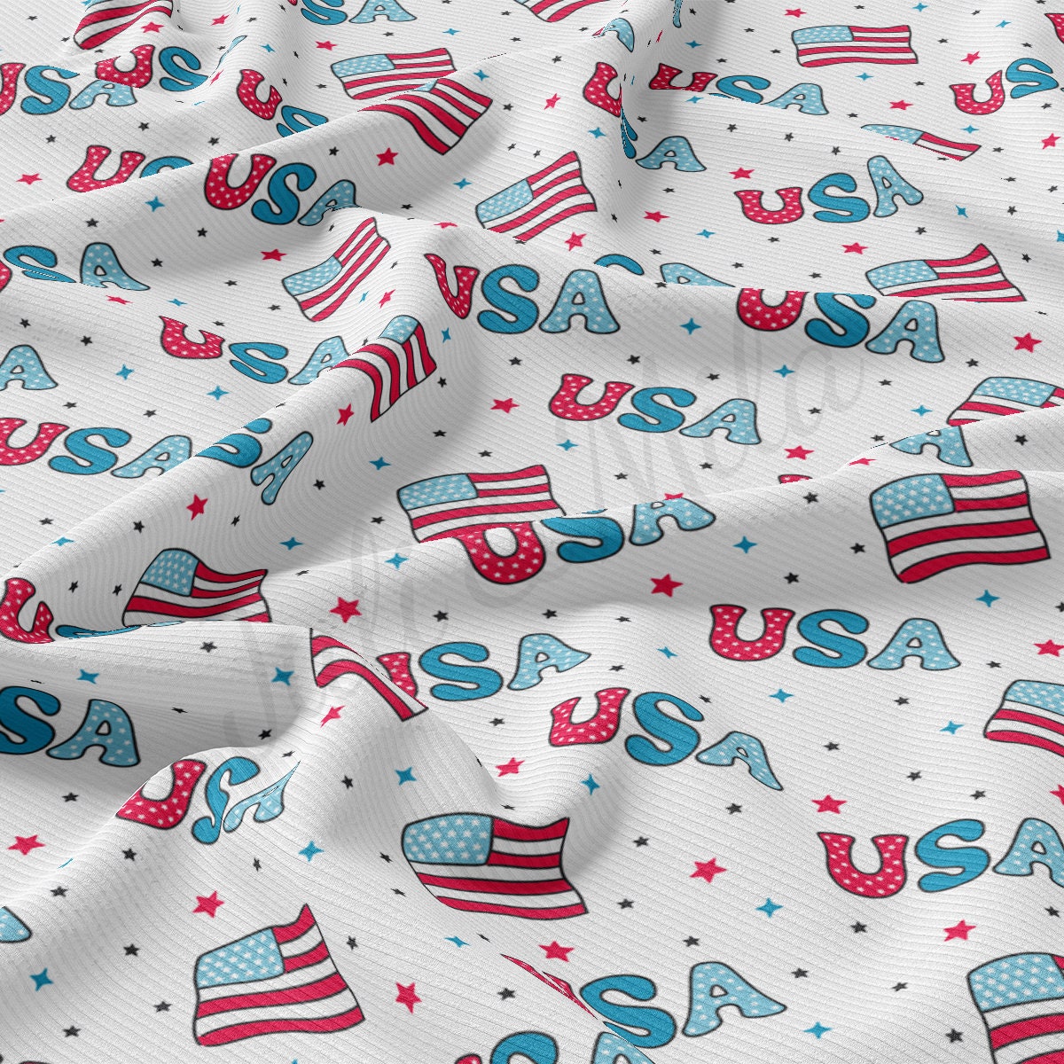 Rib Knit Fabric RBK2295 4th of July Patriotic