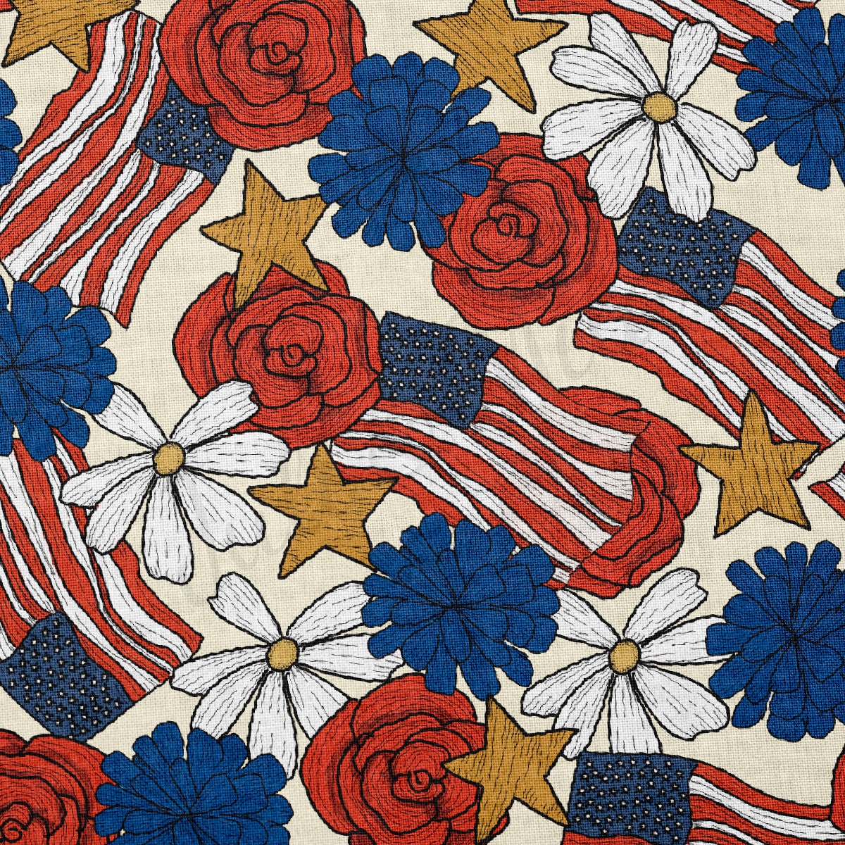 100% Cotton Fabric CTNPT53 Patriotic 4th of July