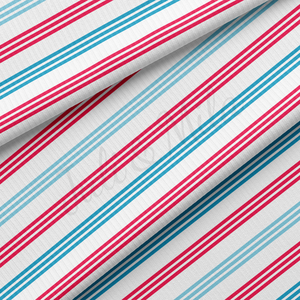 Rib Knit Fabric 4th of July Patriotic