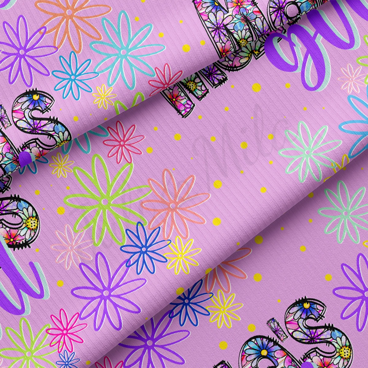 Rib Knit Fabric RBK2497 Mama's Girl