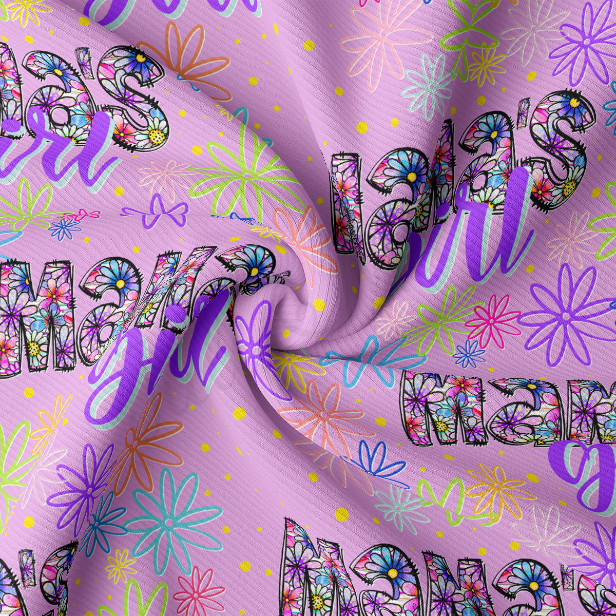 Rib Knit Fabric RBK2497 Mama's Girl