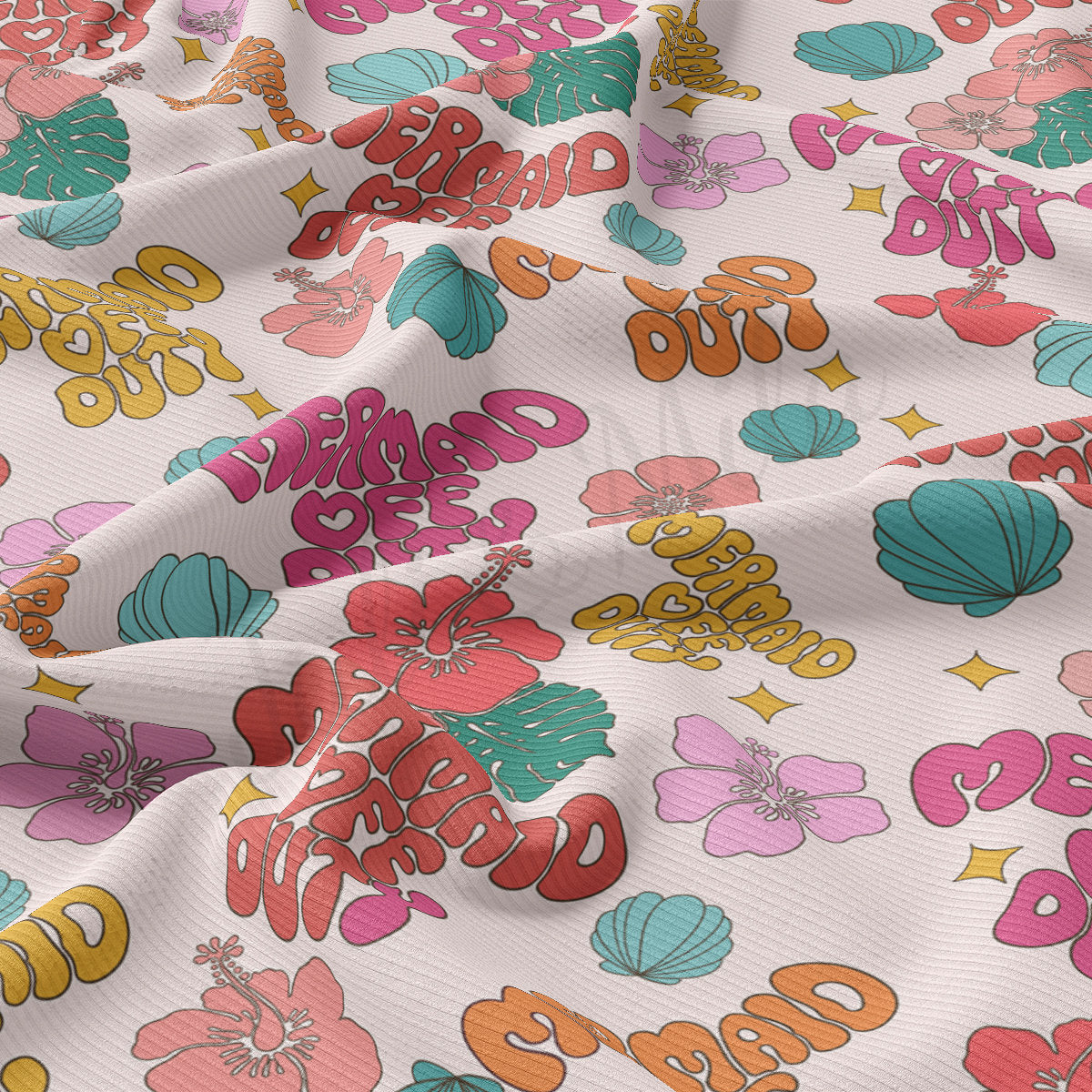 Rib Knit Fabric RBK2521 Mermaid off Duty