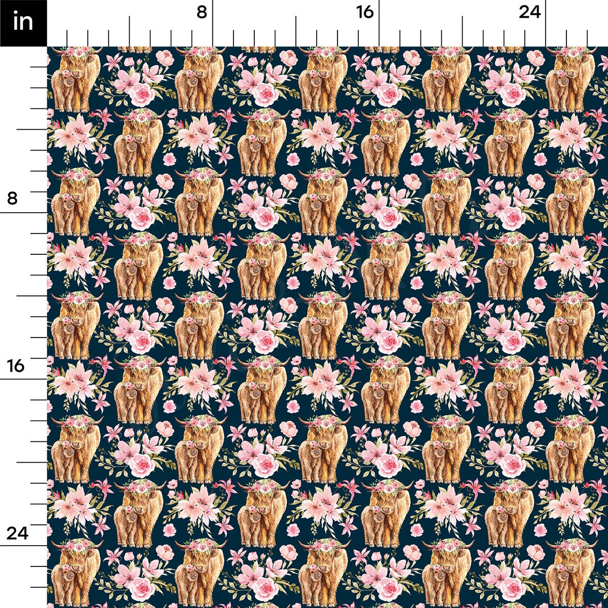 Rib Knit Fabric RBK2570 Highland Cow