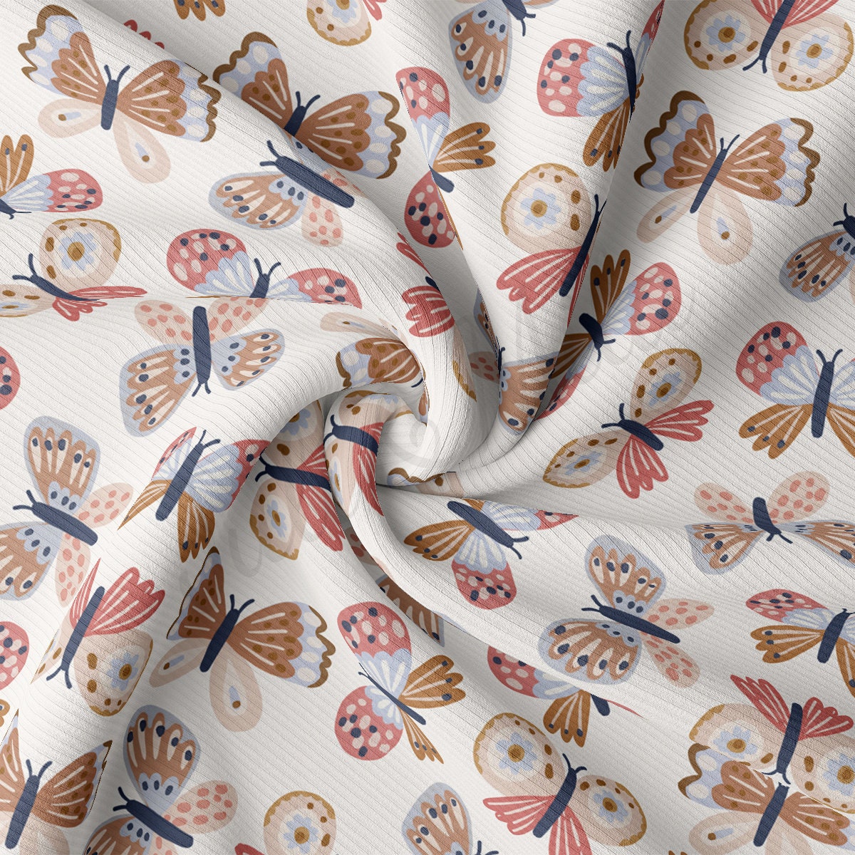 Rib Knit Fabric RBK2432 Butterflies