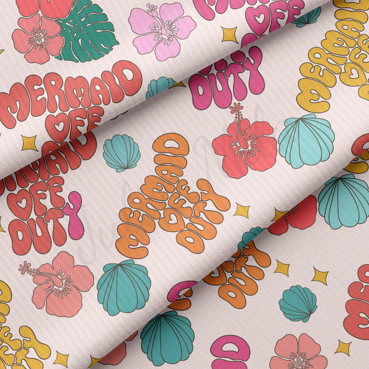 Rib Knit Fabric RBK2521 Mermaid off Duty