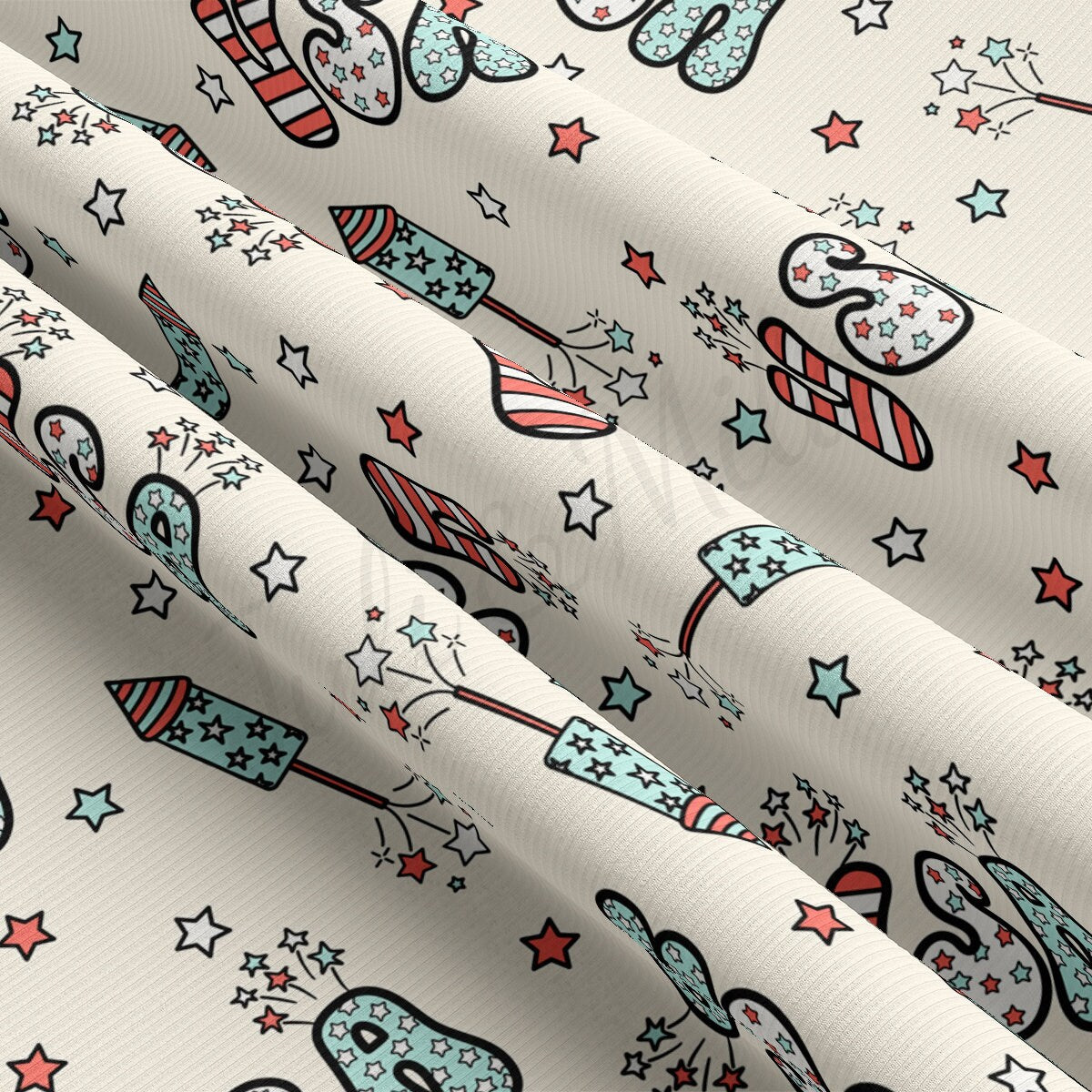Rib Knit Fabric RBK2609 4th of July Patriotic
