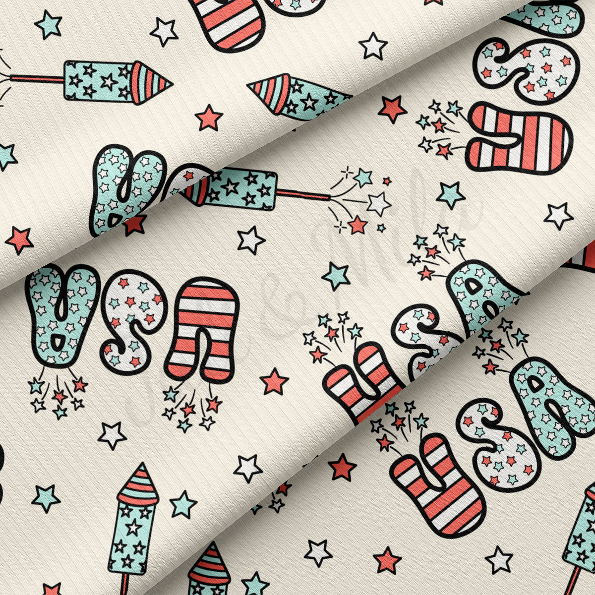Rib Knit Fabric RBK2609 4th of July Patriotic