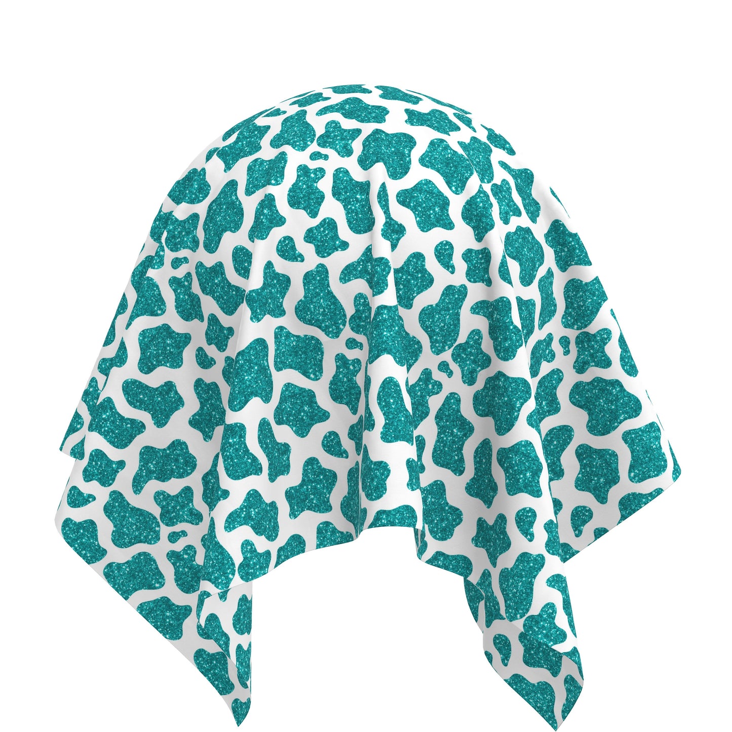 100% Cotton Fabric By the Yard Printed in USA Cotton Sateen -  Cotton CTN2634 Turquoise Glitter Cow