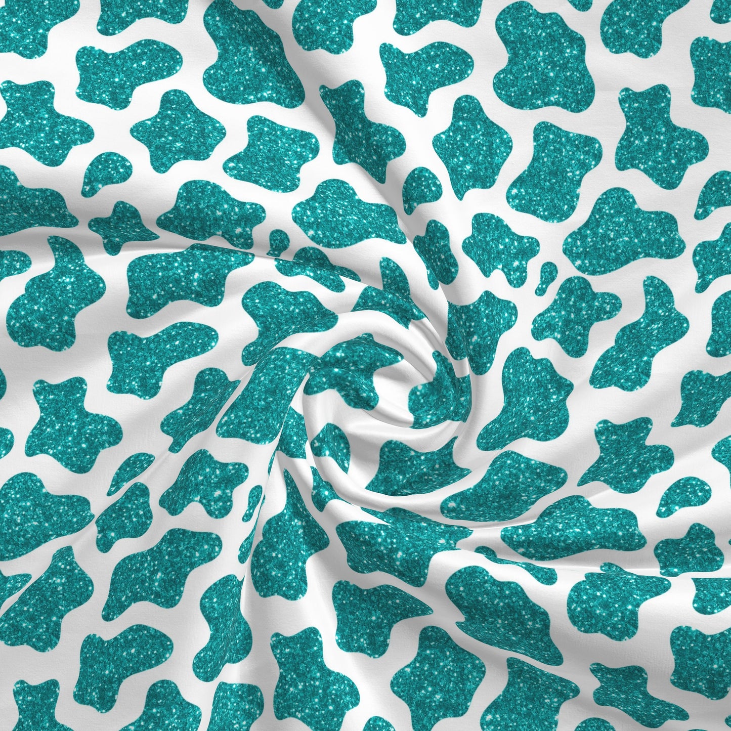 100% Cotton Fabric By the Yard Printed in USA Cotton Sateen -  Cotton CTN2634 Turquoise Glitter Cow